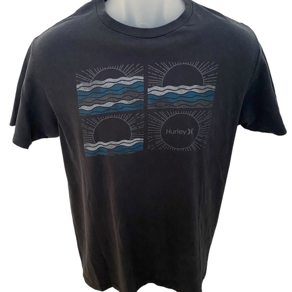 HURLEY “Sunrise Sunset” Surf Navy Blue Tee Shirt Men M Medium - Picture 1 of 5